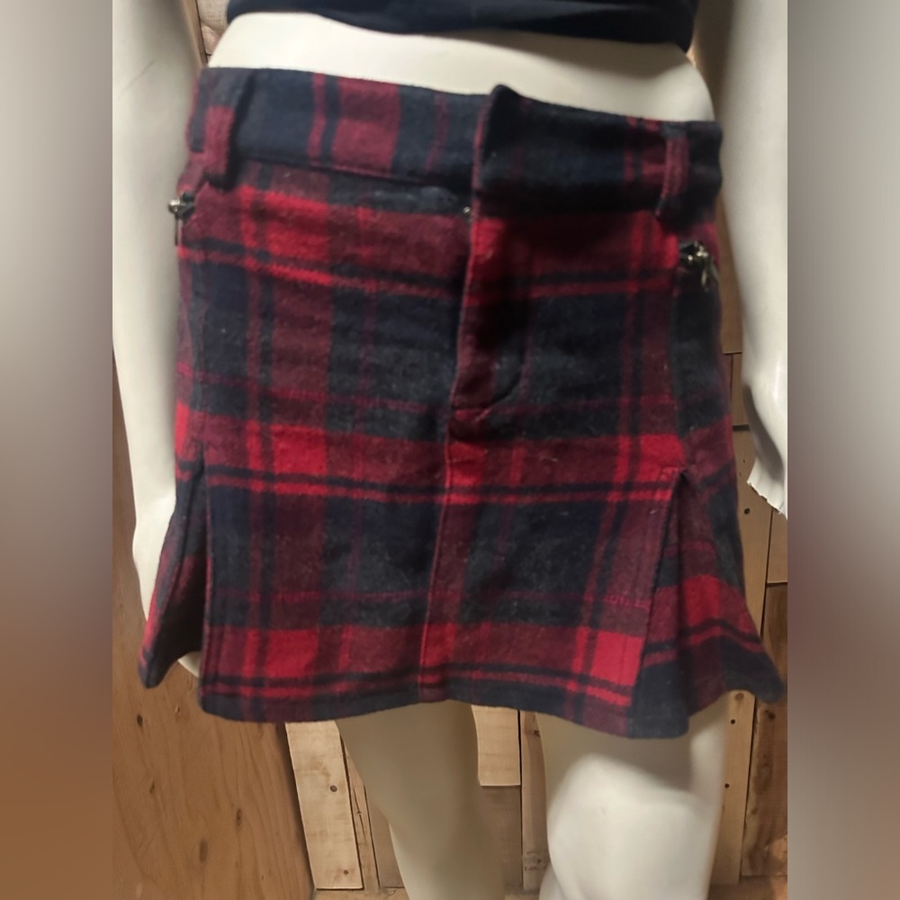 Vintage 2000 y2k Free People wool plaid pleated schoolgirl miniskirt sz8